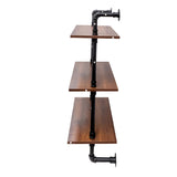 Industrial Pipe Shelf 3 Tier and 2 Tier Wall Mounted Shelves 36in Wood Display Shelves, and 3 W331P279737