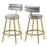 27.65'' Modern Counter Stools Set of 2,Dark gray velvet Counter Stools with iron Frame,Soft back and N780P194940G