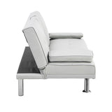 Sofa Bed with Armrest two holders WOOD FRAME, STAINLESS LEG, FUTON WHITE PVC W2297P164962