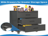 Heavy-Duty Metal Storage Cabinet with Wheels - 3 Drawer Tool Cabinet for Garage, Office, and Home 68821751