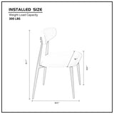 Modern Dining Chairs Set of 2, Curved Backrest Round Upholstered and Metal Frame, Grey W876110768