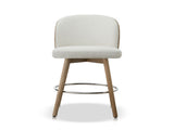Tomlin Bentwood Upholstered Swivel Counter Stool Set of 2 Off White Boucle B2719P328583