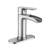 Waterfall Bathroom Faucet Single Handle Bathroom Sink Faucets 1 or 3 Hole Solid Vanity Faucet with W1224P225010