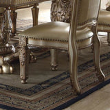 Bone and Gold Patina Arm Chair with Tufted Back B062P209282