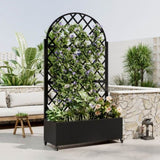Round Metal Planter with Trellis, 73"x35"x16 Metal Raised Garden Bed with Trellis, Metal Planter W347P331028
