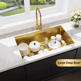 32 Gold Undermount Workstation Kitchen-32 x 19 Inch 16 Gauge Stainless Steel Undermount Kitchen W1386P304431