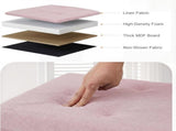 30" Foldable Storage Ottoman Bench Linen Footrest Stool with Foam Padded Seat, Pink 20441318