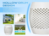White 12 Inch Round Hollow Drum Patio Table for Balcony Decor 60844858