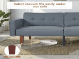 Modern PU Leather Futon Sofa with Tufted Backrest, Adjustable Reclining Couch with Wood & Metal 03787651
