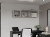 Wall Shelf 14.9" H, with 1 Door and 3 Shelves, Smokey Gray B097P250878