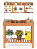 61" Wooden Gardening Worktable Flip-Up Tabletop Hidden Compartment, 3-Tier Storage, 35lbs Net, 36277238