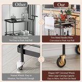 ZNTS 2 Tier Bar Cart Wheels, Serving Cart Wheels And 2 Handle, Outdoor Bar Cart For The Home 77151370