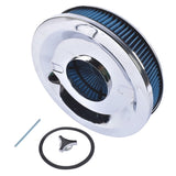 14" x 3" Air Cleaner Set Super Flow Washable Element Blue Recessed Chrome Top 10731620