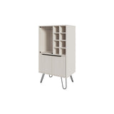 ZNTS Fairfax Bar Cabinet in melamine with glass rack and wine storage,white B128P227638