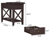 2-Drawer End Table, Flip Top Narrow End Table with Drawer, Accent Side Table Nightstand for T3771P356737
