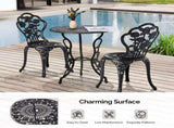 3 PCS Outdoor Set, All-Weather Cast Aluminum Rose Table and Chairs Set of 2, Patio 88927922
