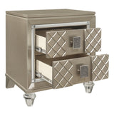 Glamorous Champagne Finish 1pc Nightstand of 2 Drawers Acrylic Feet Bedside Table Luxury Bedroom B011P172671