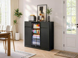 53.2"Fluted Buffet Wine Cabinet with Mini Fridge Nook , Charging 35542257