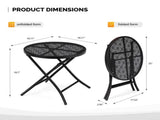 18 inch Folding Side Table, Metal Steel Outdoor Round Coffee Table with Flower Cutouts for 13730271