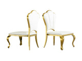 Dining Chairs Set of 2, Modern PU Leather Upholstered Chairs with Gold Stainless Steel Legs, Petal W2723P304375