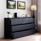 6 Drawer Black Dresser, Modern Bedroom Dresser with Spacious Countertop, Wood Storage Cabinet with W3204P318439