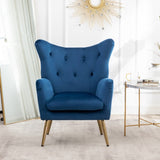 Sovarol Velvet Button-Tufted Wing Back Accent Chair, Blue T2574P164251