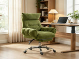 Wide Seat Reclining Office Chair with Flip-Up Armrests & Footrest, Green 35721354