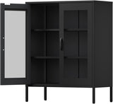 Metal Storage Cabinet with Mesh Doors and Shelves,Multipurpose Storage Rack, 3-Tier Office T3421P336344