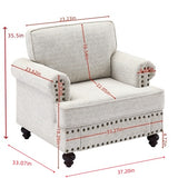 Chenille modern Upholstered Sofas 1 Seater Couches with Nails and Armrests W1708132873