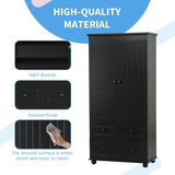 ZNTS Tall Storage Cabinet with Three Drawers for Bathroom/Office, Black N725P183256B