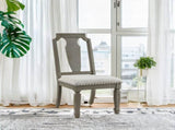 Set of 2 Side Chairs with Linen Padded Seat, Beige and Weathered Oak B016P314483