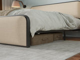 Modern Metal Bed Frame with Curved Upholstered Headboard and Footboard Bed with Under Bed Storage, N701P229014B