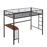 ZNTS Twin Metal Loft Bed with Desk, Ladder and Guardrails, Loft Bed for Bedroom, Black MF286452AAB