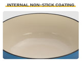 Cast iron 6QT cooking pot - Gradient blue - Includes two silicone gloves - Enamel pot 85024210