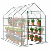 Large Walk-in Greenhouse with PE Cover & Side Windows, 12-Shelf Indoor Outdoor Portable Greenhouse 09109827