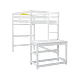 ZNTS Twin High Loft Bed with Ladder landing Platform, Ladders, Guardrails,White 83037677