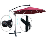 10 ft Outdoor Patio Umbrella Solar Powered LED Lighted Sun Shade Market Waterproof 8 Ribs Umbrella W65627956