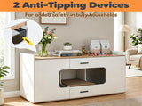 Large Litter Box Enclosure Furniture with Storage Drawers & Built-In Scratching Board, Hidden 92037277