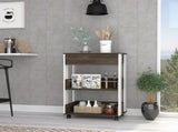 White and Dark Walnut 1-Drawer 2-Shelf Kitchen Cart with Caster B06280136