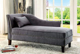 Modern Contemporary 1pc Chaise Gray Linen Like Fabric Nailhead Trim Living Room Bench Pillow B2741P305690