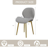 Modern minimalist grey teddy velvet Dining Chairs Set of 2 with sturdy gold metal legs and W1727P251125
