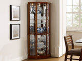 6 Shelf Lighted Corner Curio Cabinet with Adjustable Tempered Glass Shelves and Mirror Back, W1693P170906