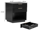 Bedside Table with 2 Drawers Featuring Wavy-Patterned Front P2 Density Board Triamine Sticker 50105666