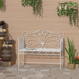 White Garden Bench,Outdoor Patio Bench with Armrests 47237753