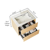 BRON 24" Bathroom Vanity Sink, Modern Wall-Mounted Floating Plywood Bathroom Storage Cabinet W2615P264552