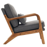 Oak Armrest Oak Upholstered Single Lounge Chair Indoor Lounge Chair Dark Grey 81136898