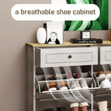 Shoe Storage Cabinet with 2 Drawers, 4 Flip Drawers, Freestanding Shoe Cabinet Organizer with W1120P290633