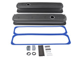 Black Finned Tall Valve Covers 3-11/16" Height with Center Bolt Fit for Chevy SBC 305 350 450 5.0L & 77810256