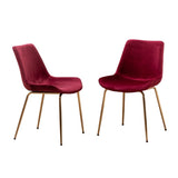 Aufurr Modern Velvet Dining Chair, Set of 2, Red T2574P164539