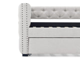 Daybed with Trundle Upholstered Tufted Sofa Bed, with Button and Copper Nail on Square Arms,Full 40537280